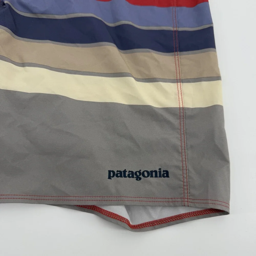 Patagonia Boardshorts Mens 28 Red Striped Hydro Series Recycled Swim Trunks